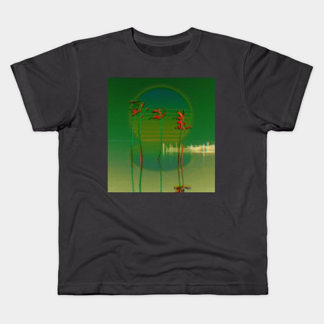 Vaporwave aesthetic in green and red Kids T-Shirt by lofi_retrowave